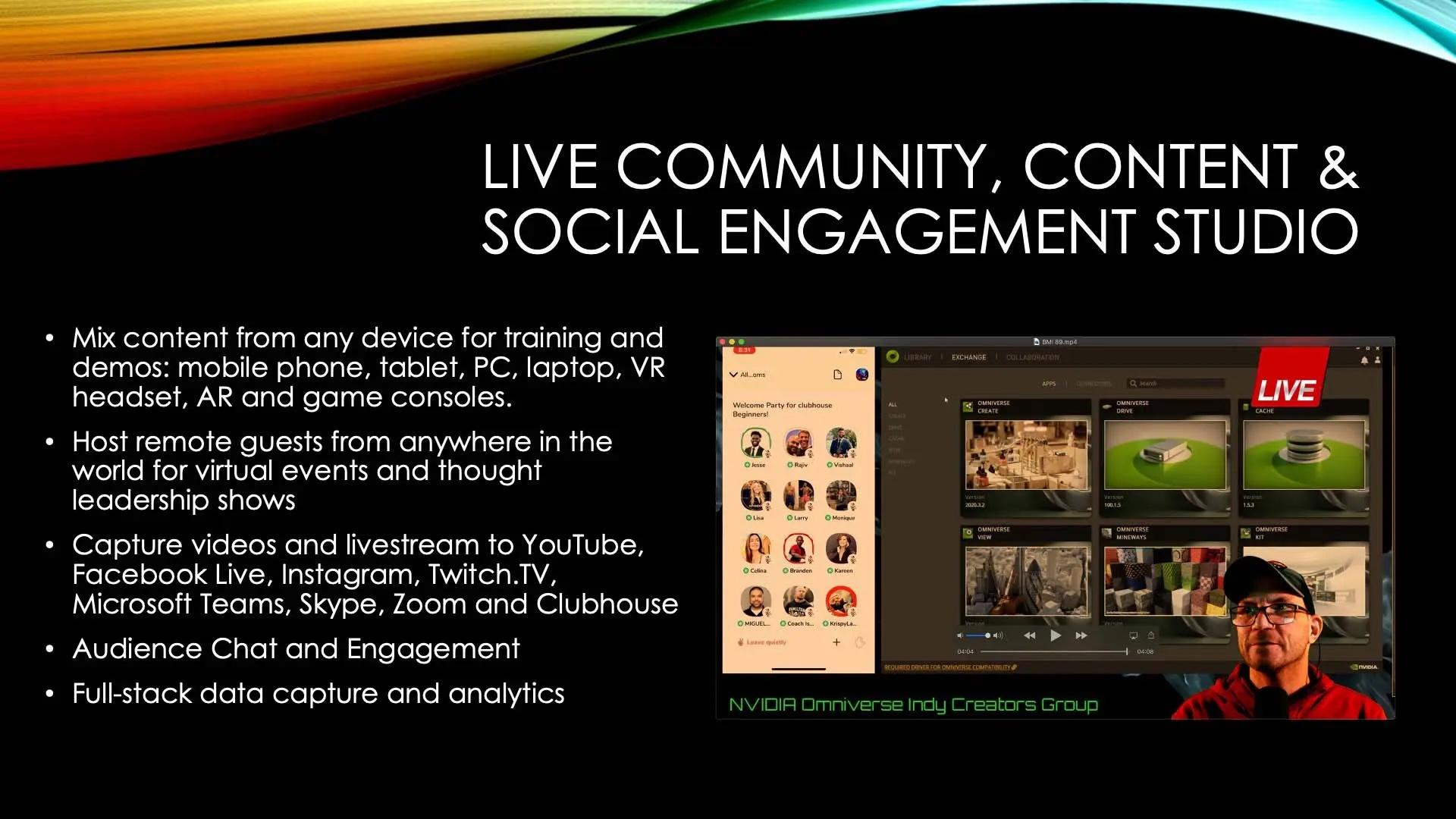 NVIDIA Omniverse live community, content, and social engagement studio